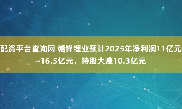 配资平台查询网 赣锋锂业预计2025年净利润11亿元~16.5亿元，持股大赚10.3亿元