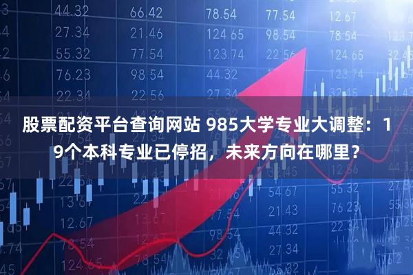 股票配资平台查询网站 985大学专业大调整：19个本科专业已停招，未来方向在哪里？